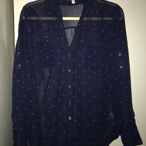 Express Portofino long sleeve blue heart design